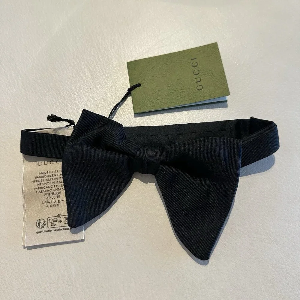 NWT GUCCI BLACK BOW TIE 100% Authentic Men’s - Picture 7 of 7